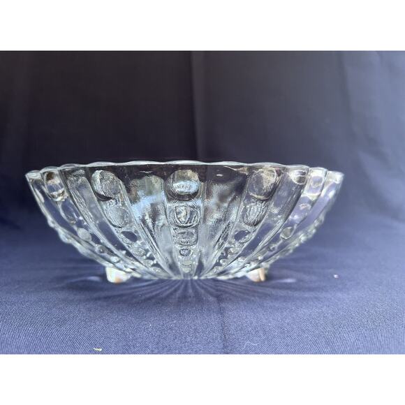Vintage Anchor Hocking Burple Inspiration Clear Glass 3 Toed Berry Dessert Bowl - Picture 7 of 8